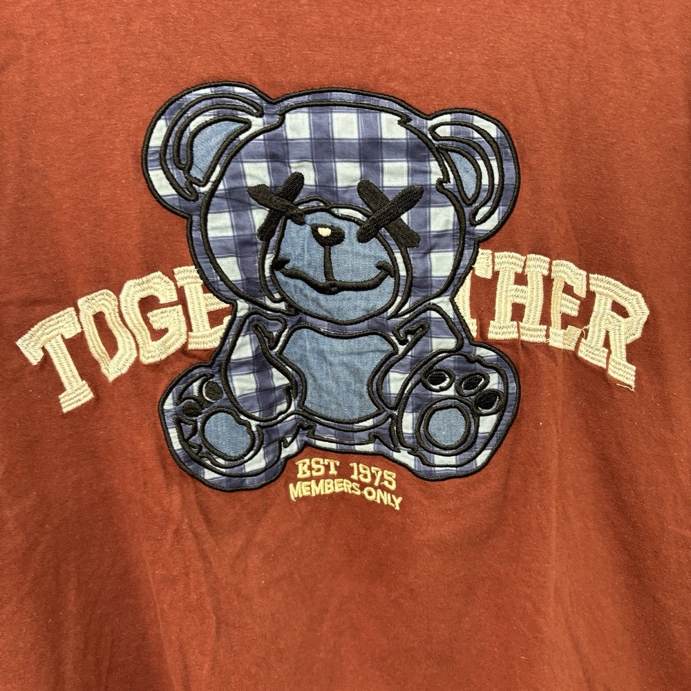 Members‎ Only Bear T Shirt Embroidered Retro Medium Stay Humble Brown Streetwear
